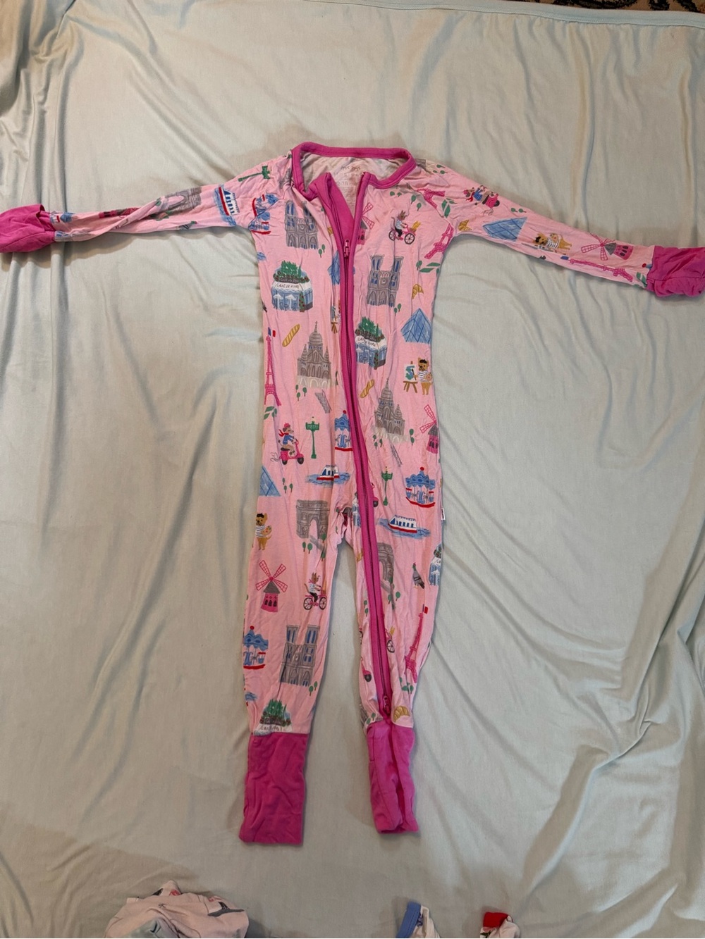 Little Sleepies Pink Girls' One-Piece Pajama with Paris print